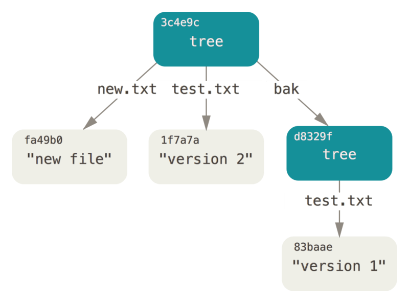 Structure du contenu de vos données Git
actuelles.